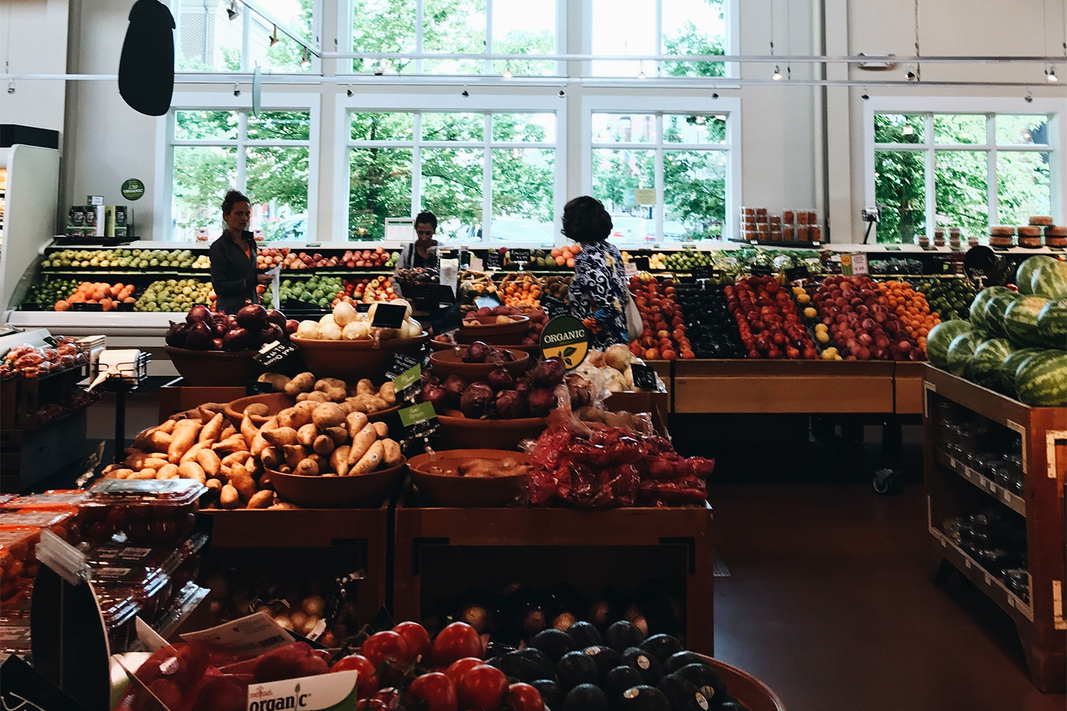 bulk produce in organic grocery store
