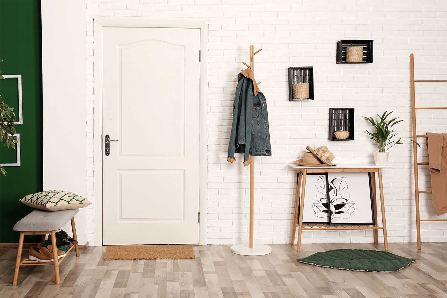 entryway with shelves