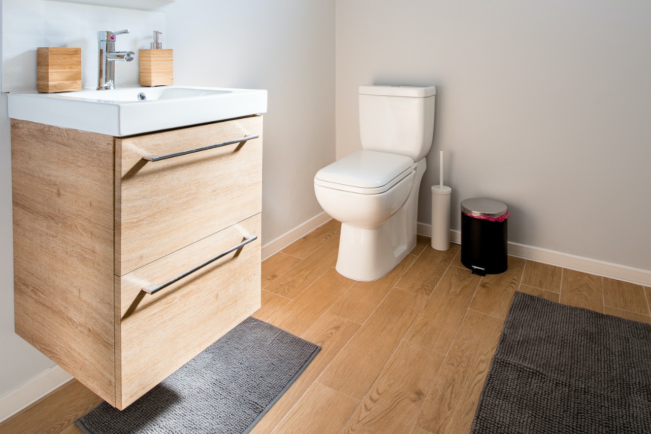Bathroom with sink and toilet