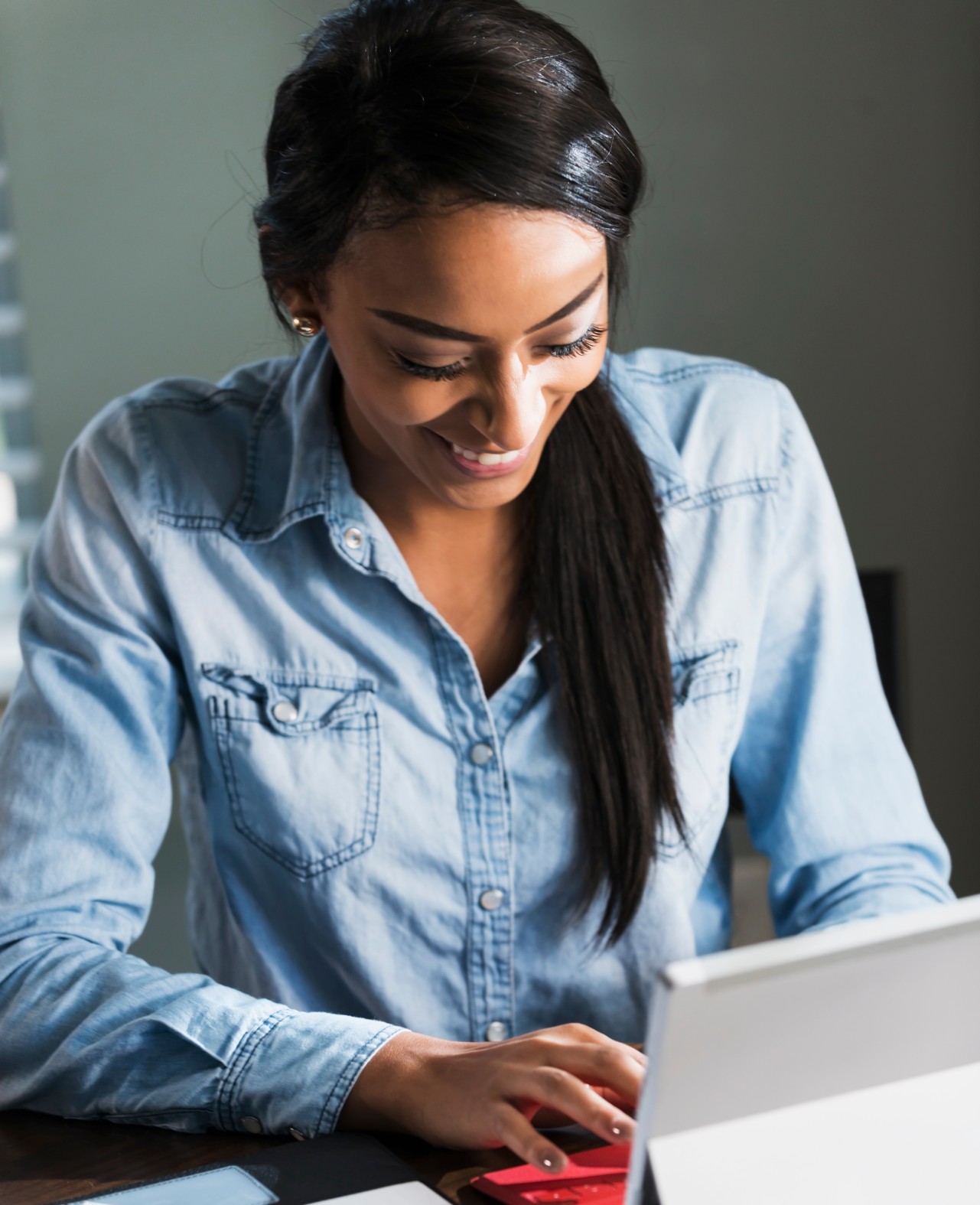 Woman working at home