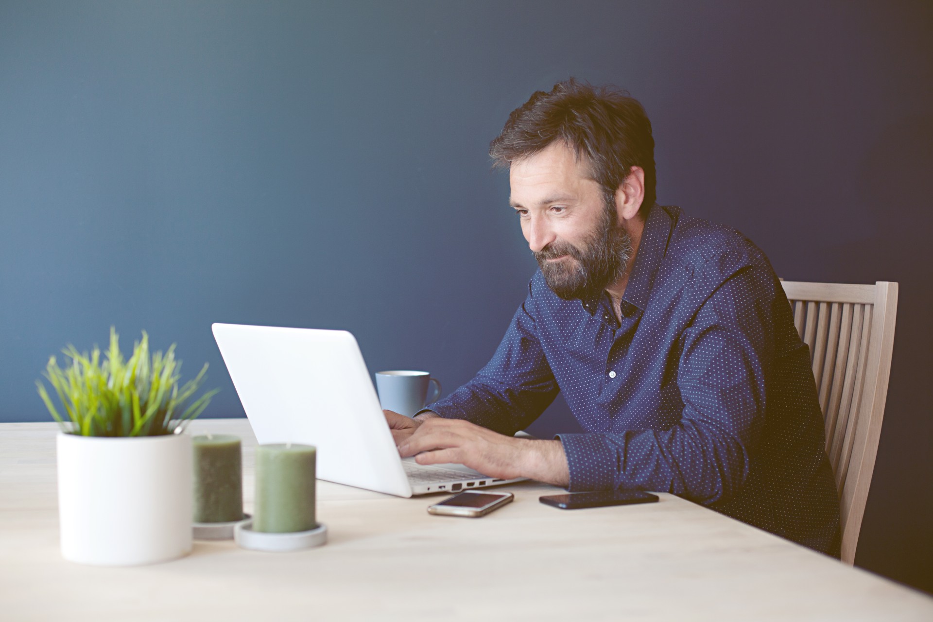 Man at desk working from home