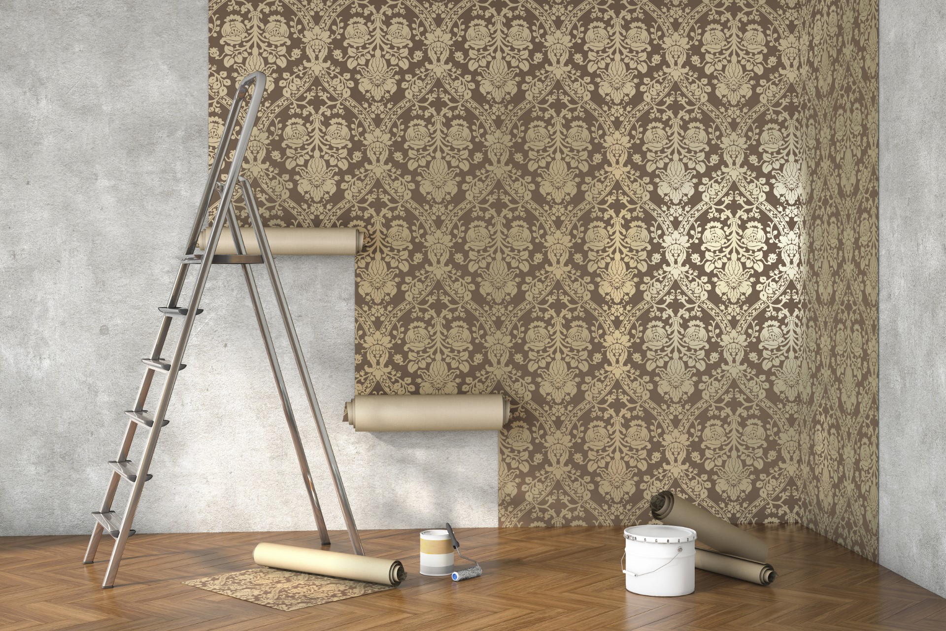 3D wallpaper placed on wall