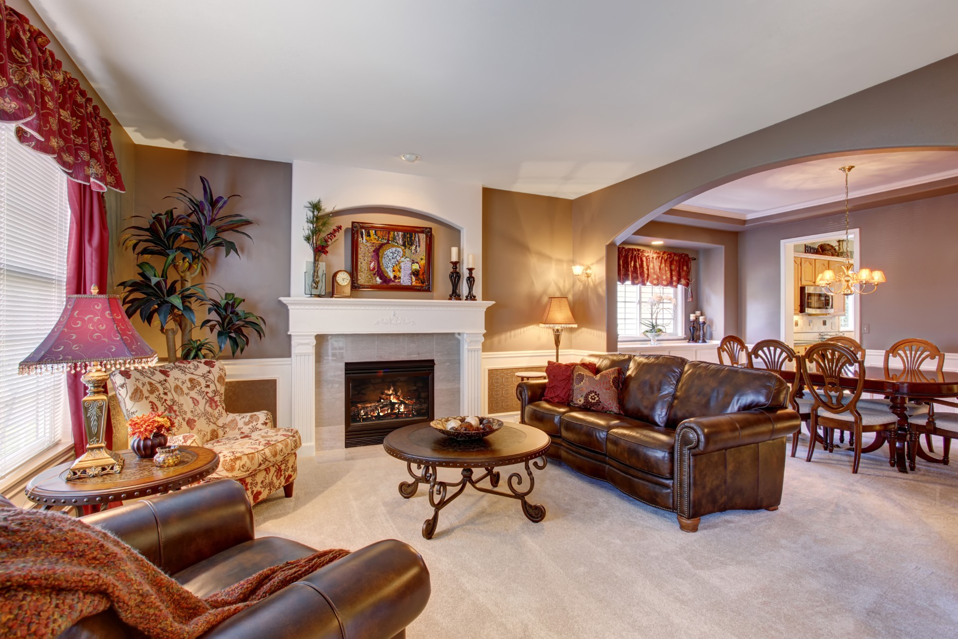 Living room with leather furniture
