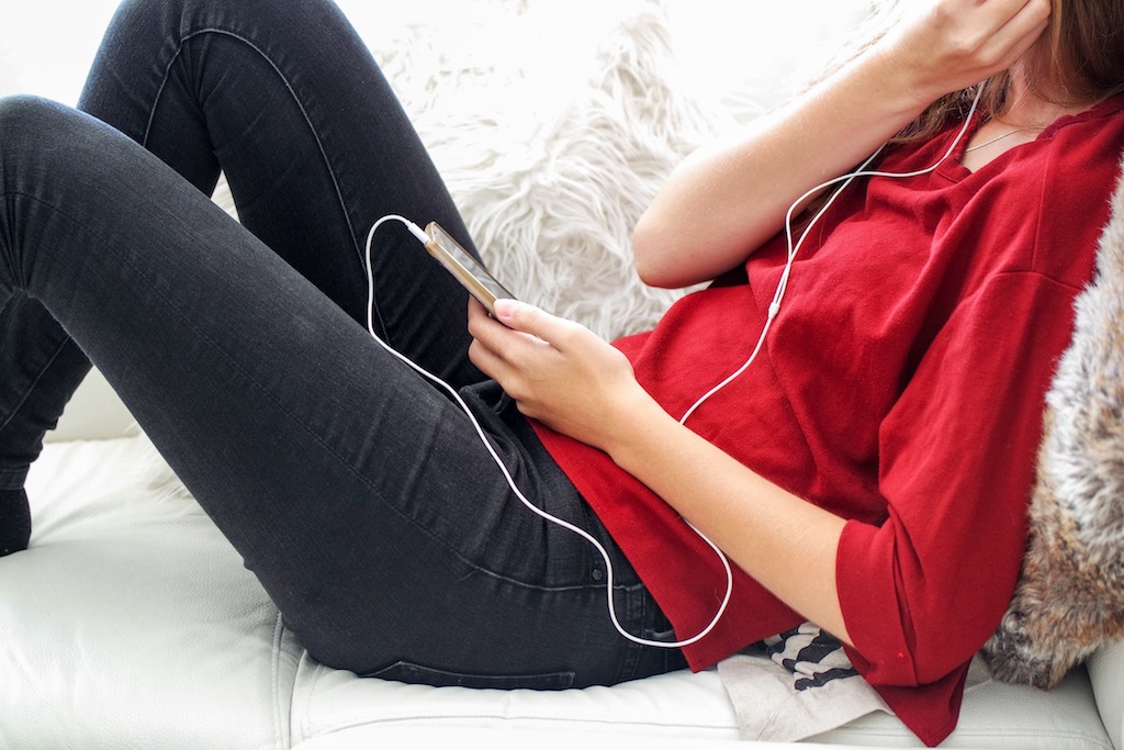 woman listening to music