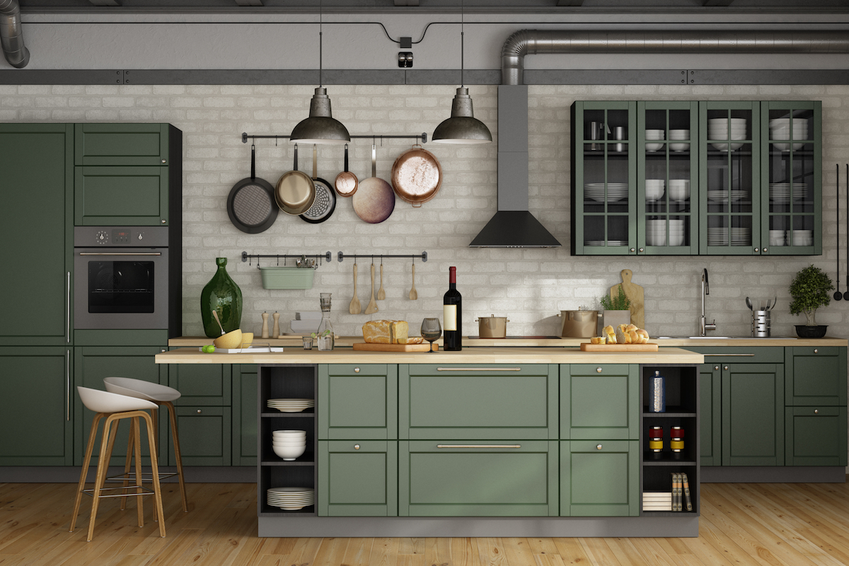 Green kitchen cabinets