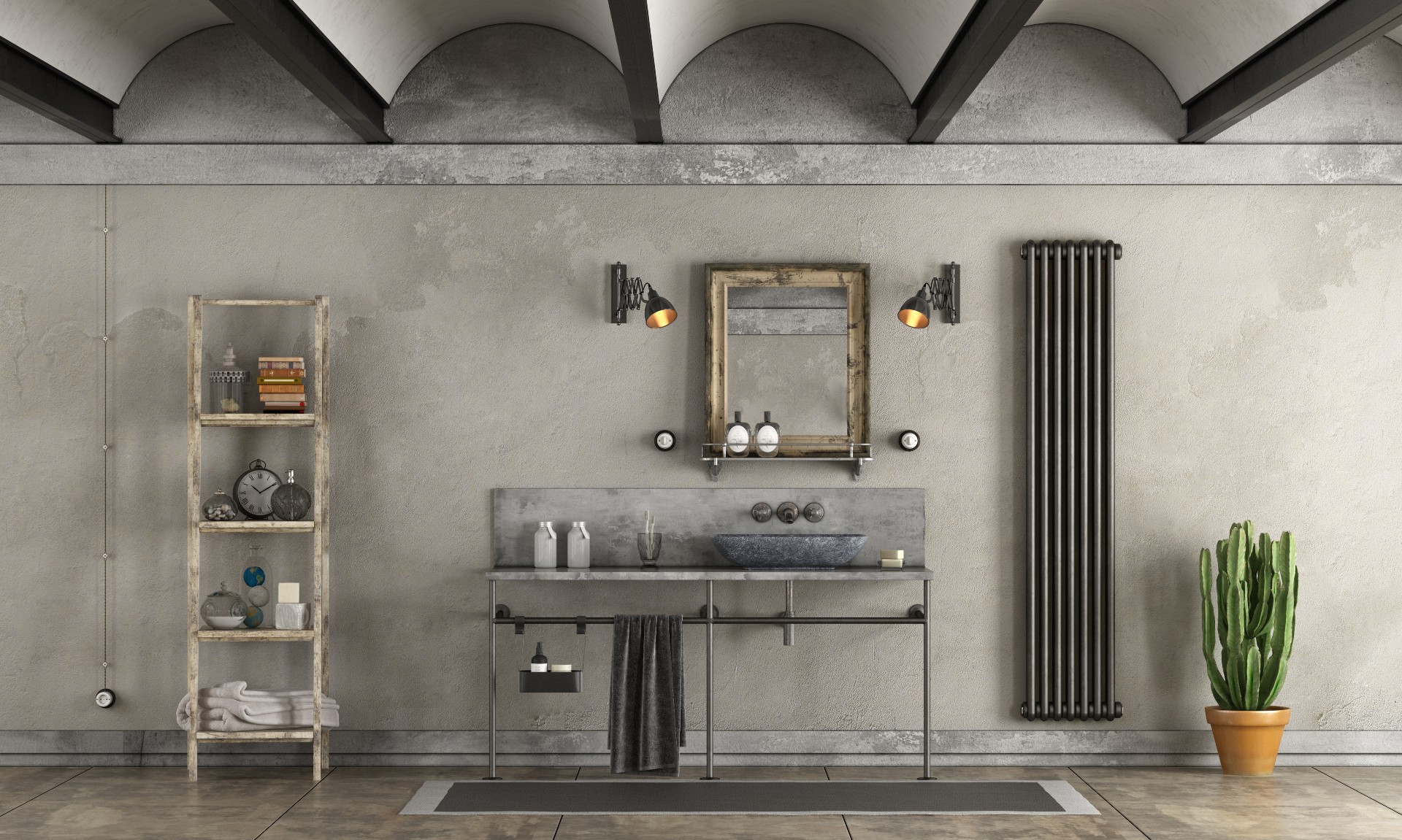 industrial style bathroom