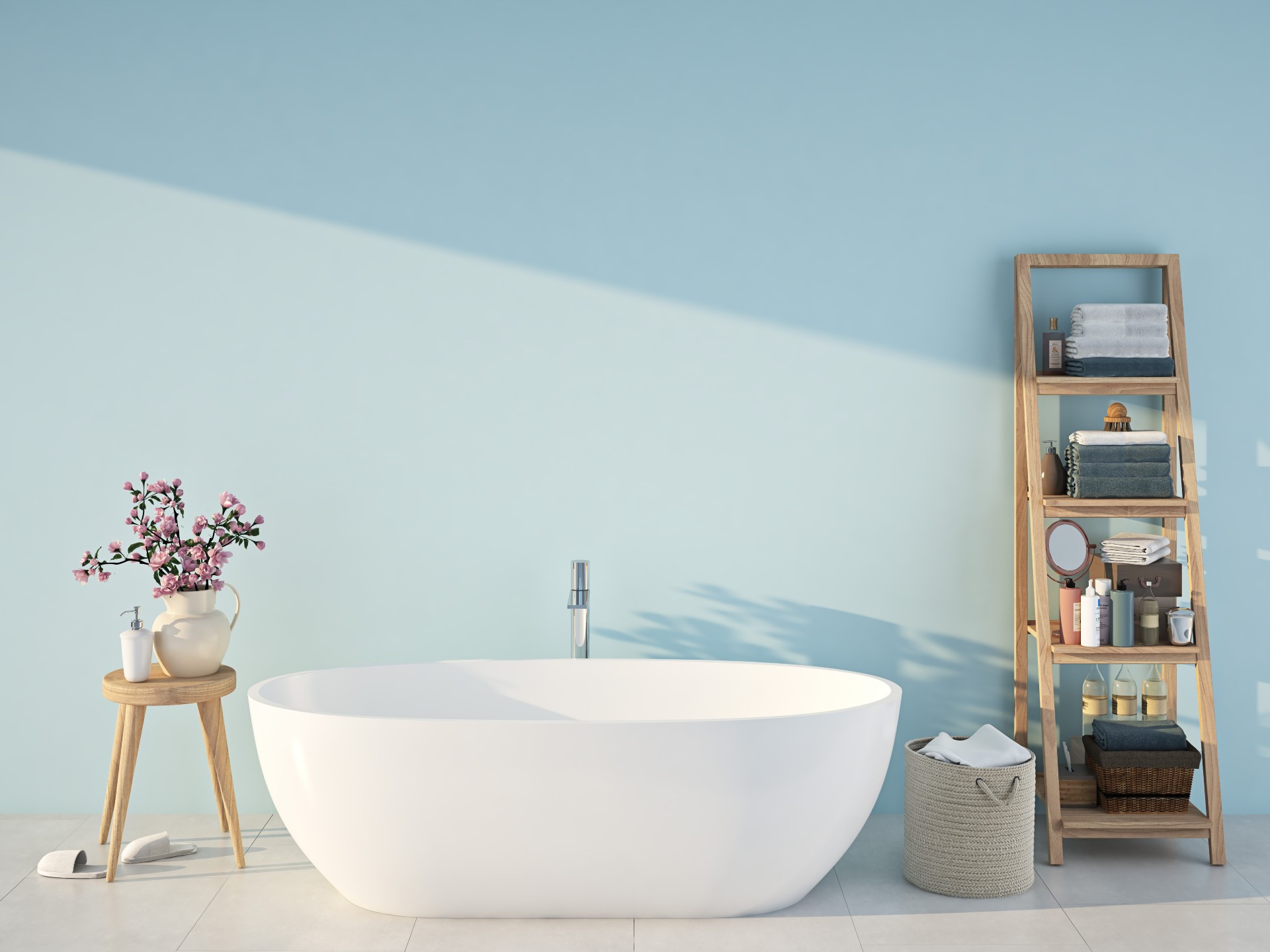 light blue bathroom