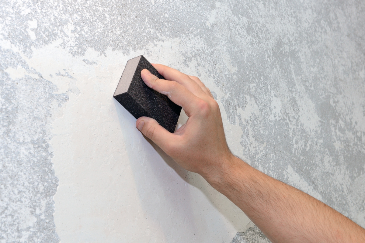 sanding a patched wall