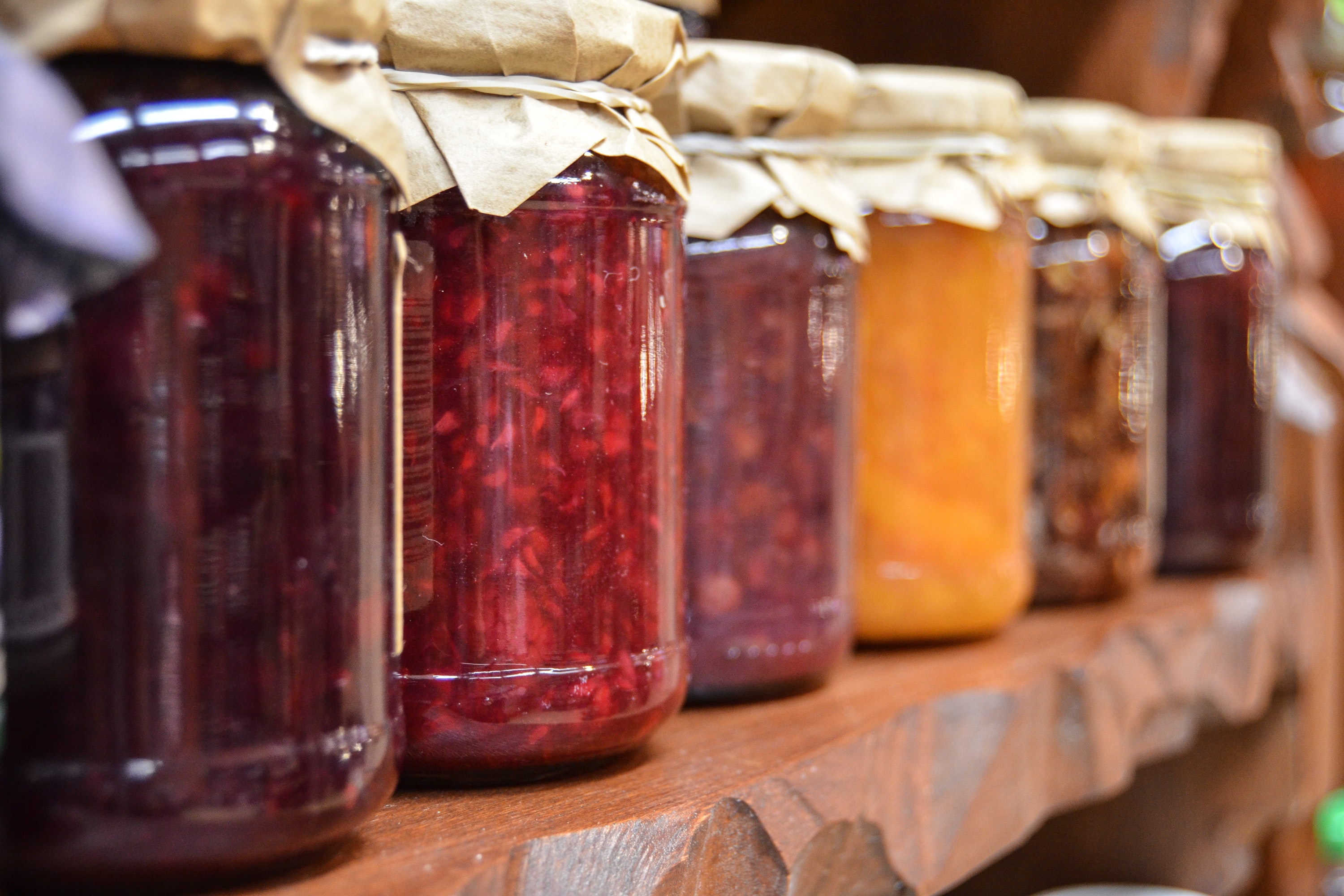 Jellies and jams in containers
