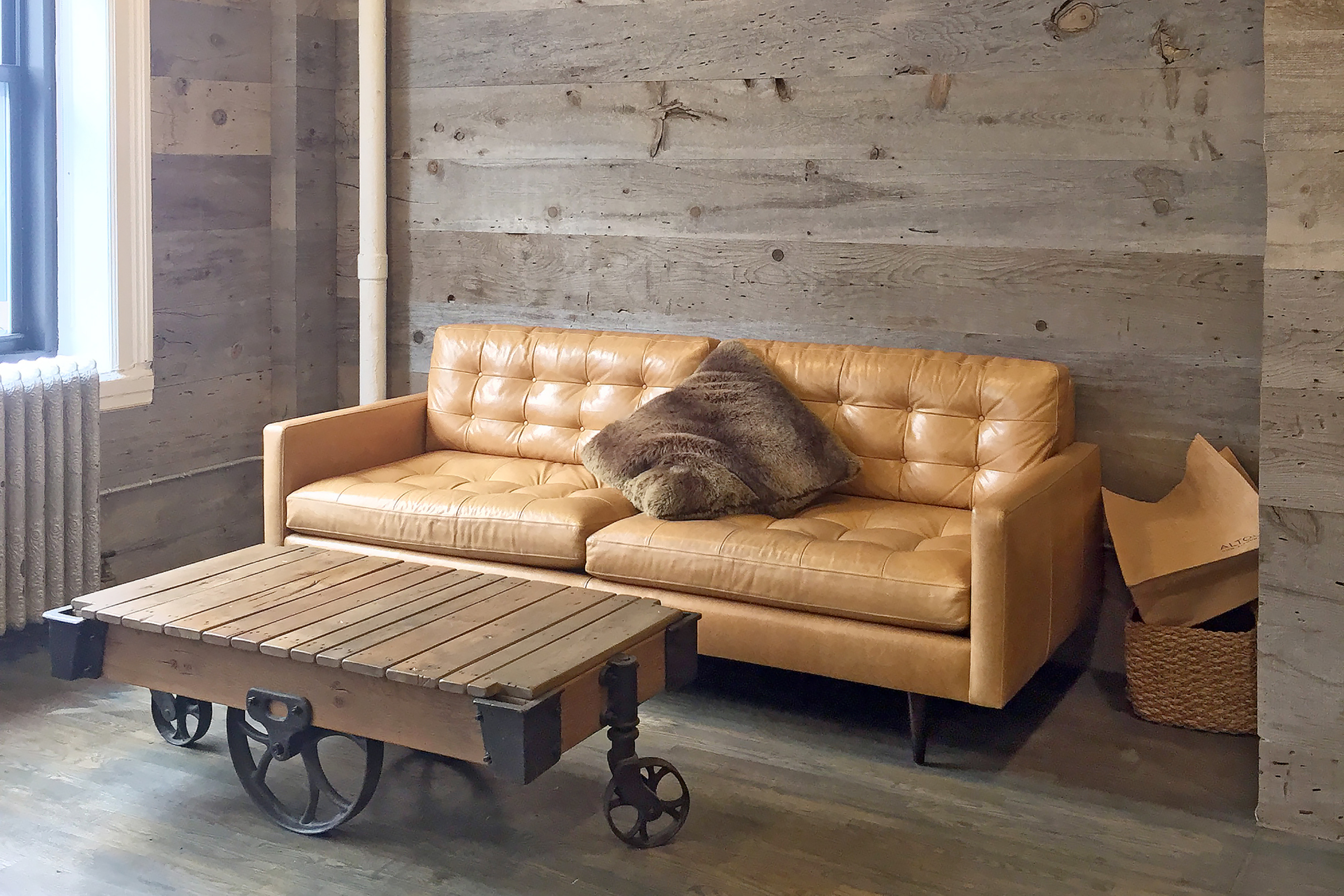 Rustic coffee table in living room