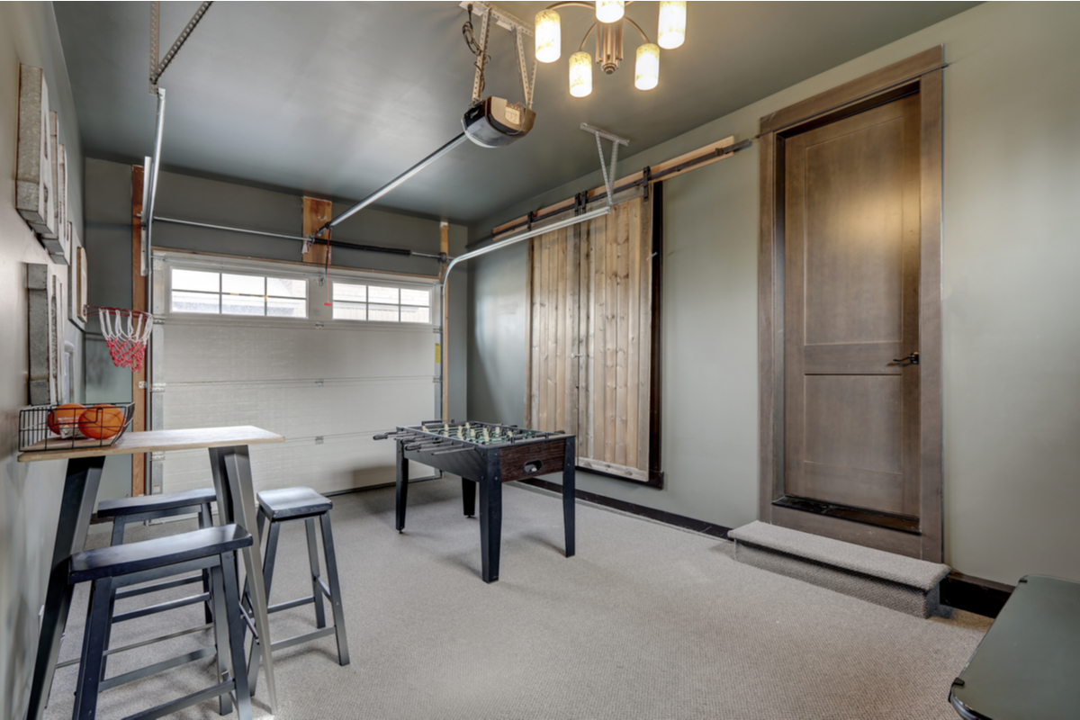 garage interior with foosball table