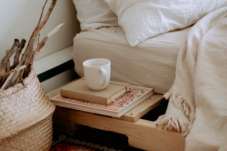 bed-books-coffee cup