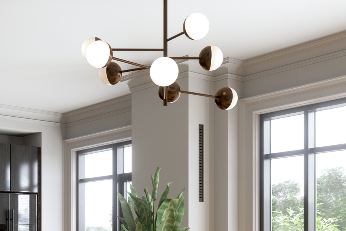 glass globe mid century modern chandelier in living room