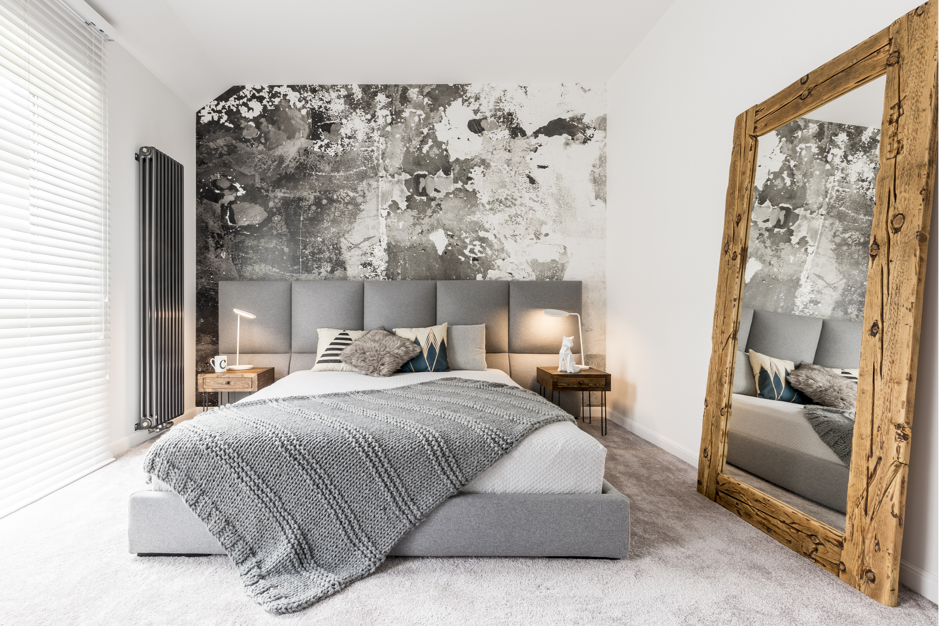 gray modern rustic bedroom design