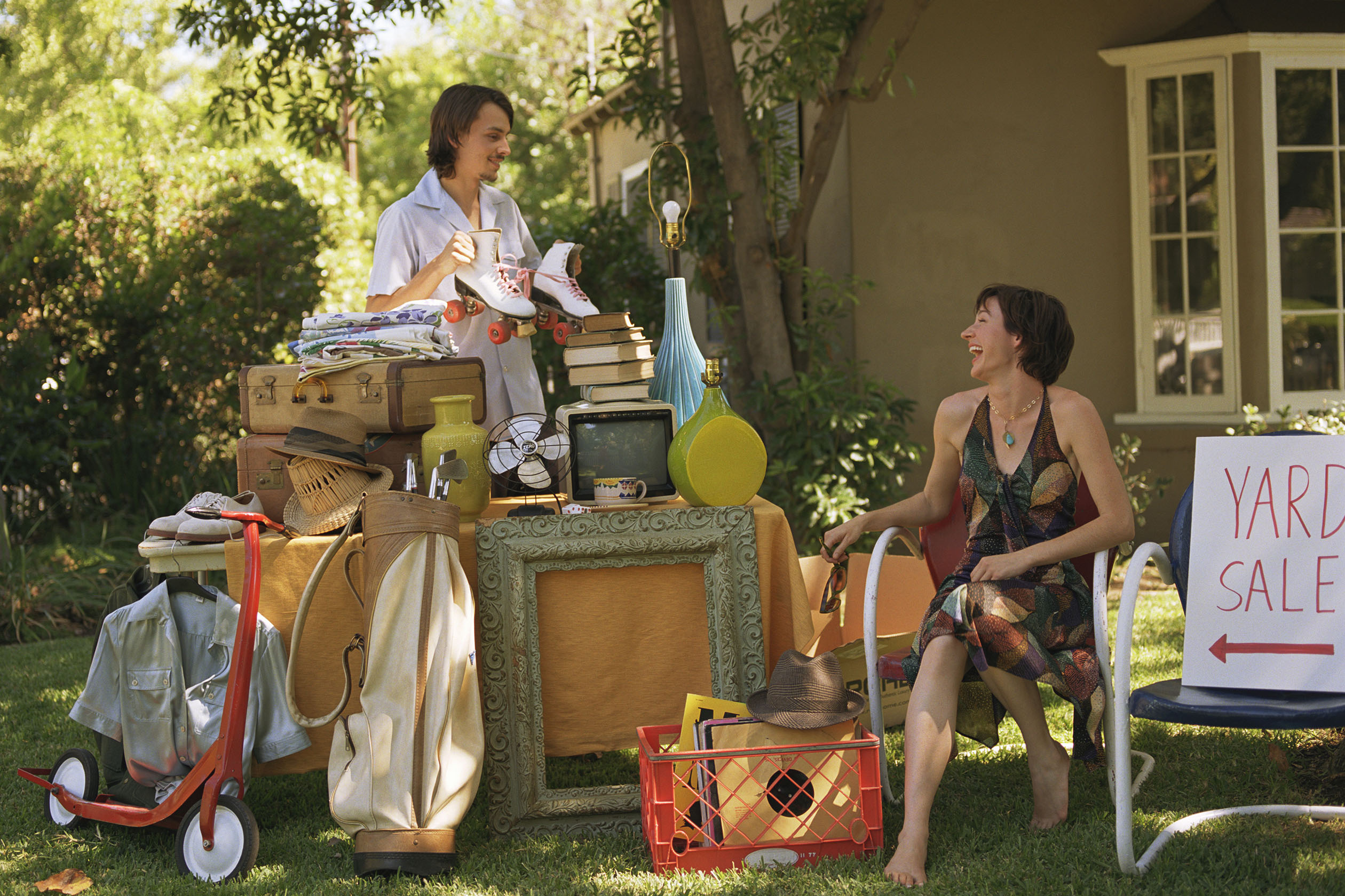Young couple at a yard sale