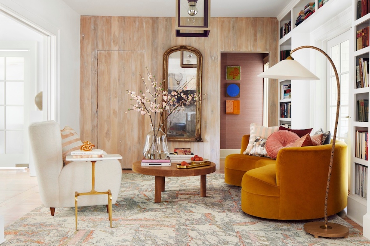 retro mid-century-modern styled room by FLOR