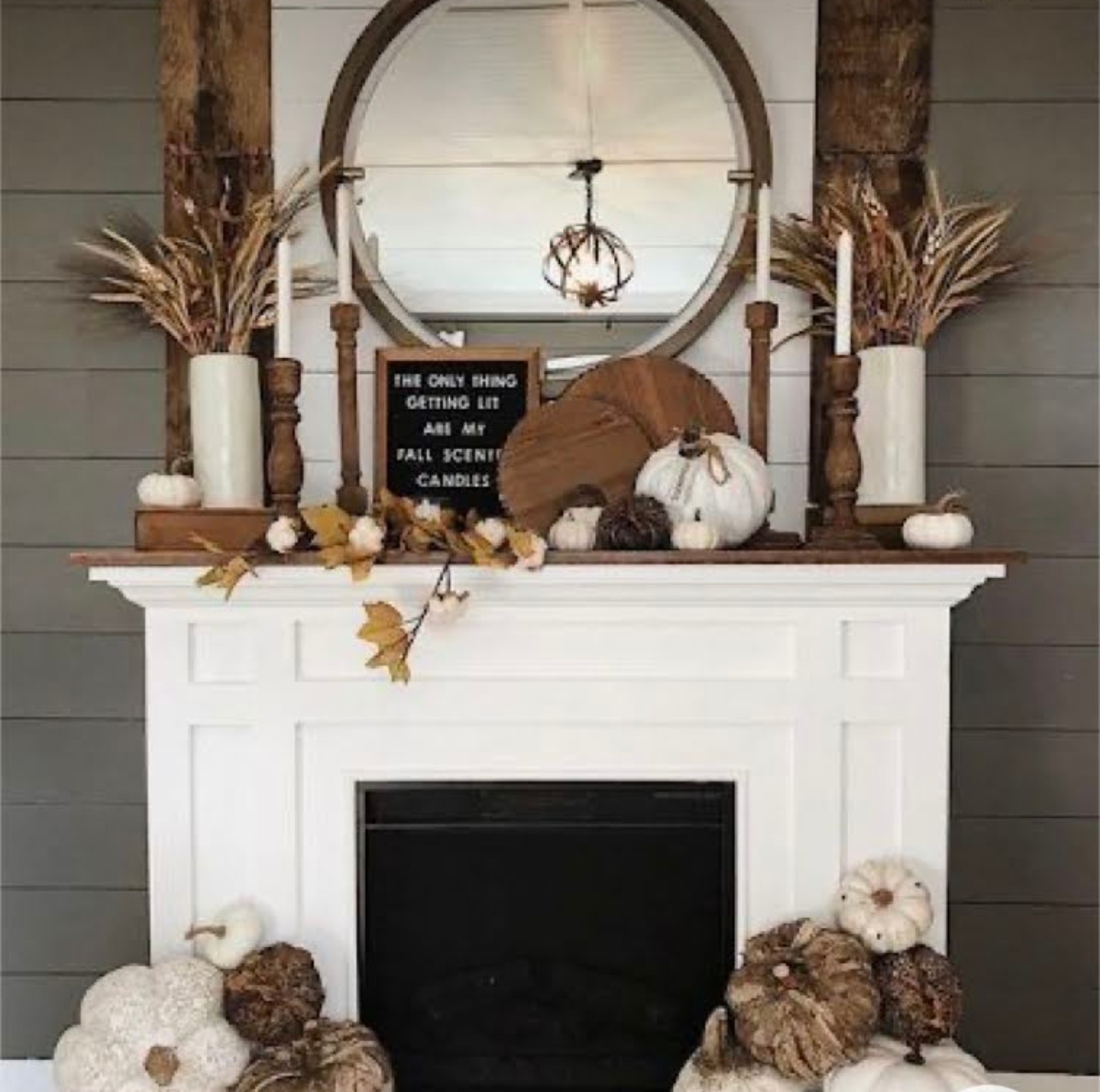 fall fireplace decor