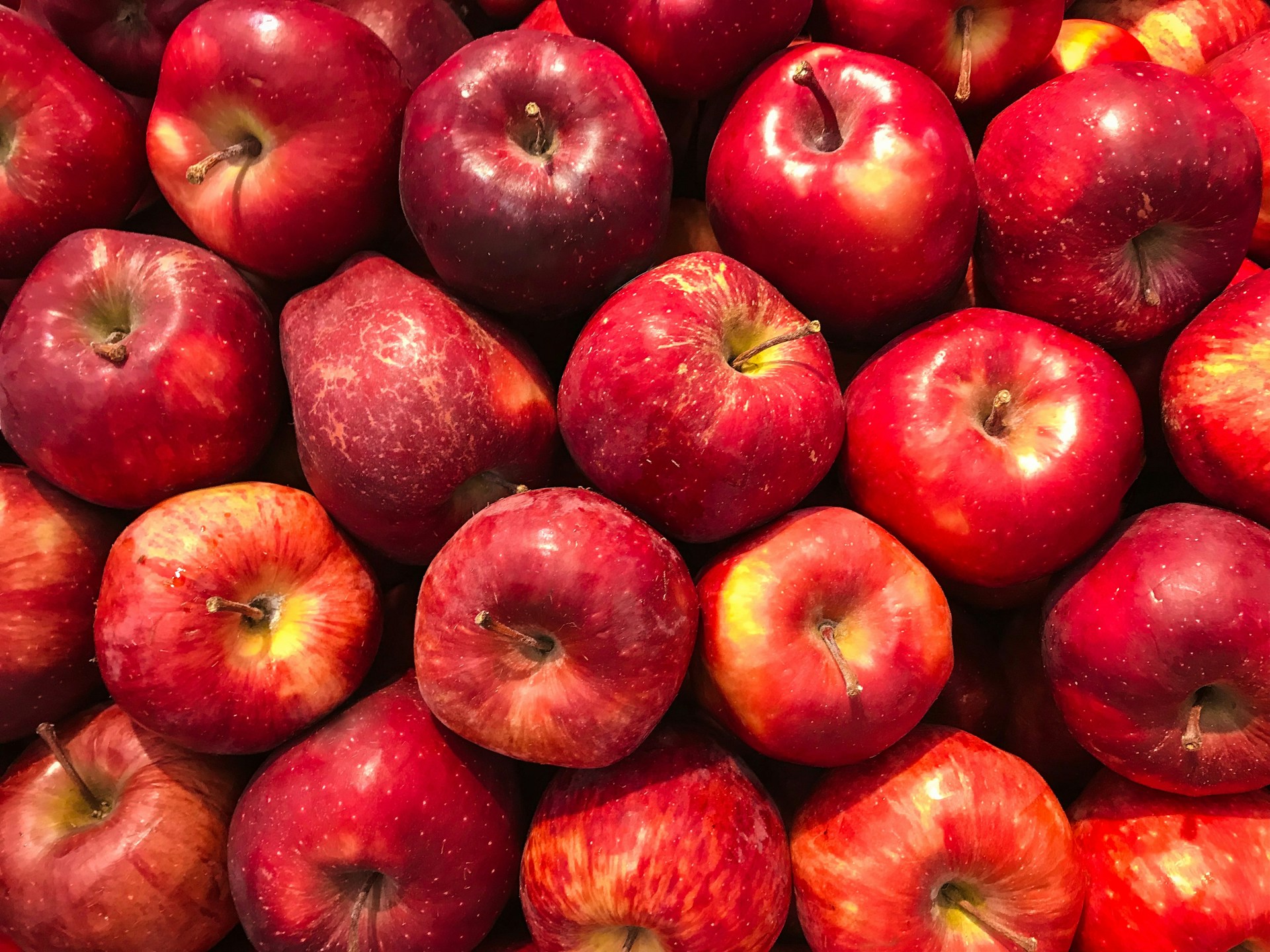 Red apples in a pile