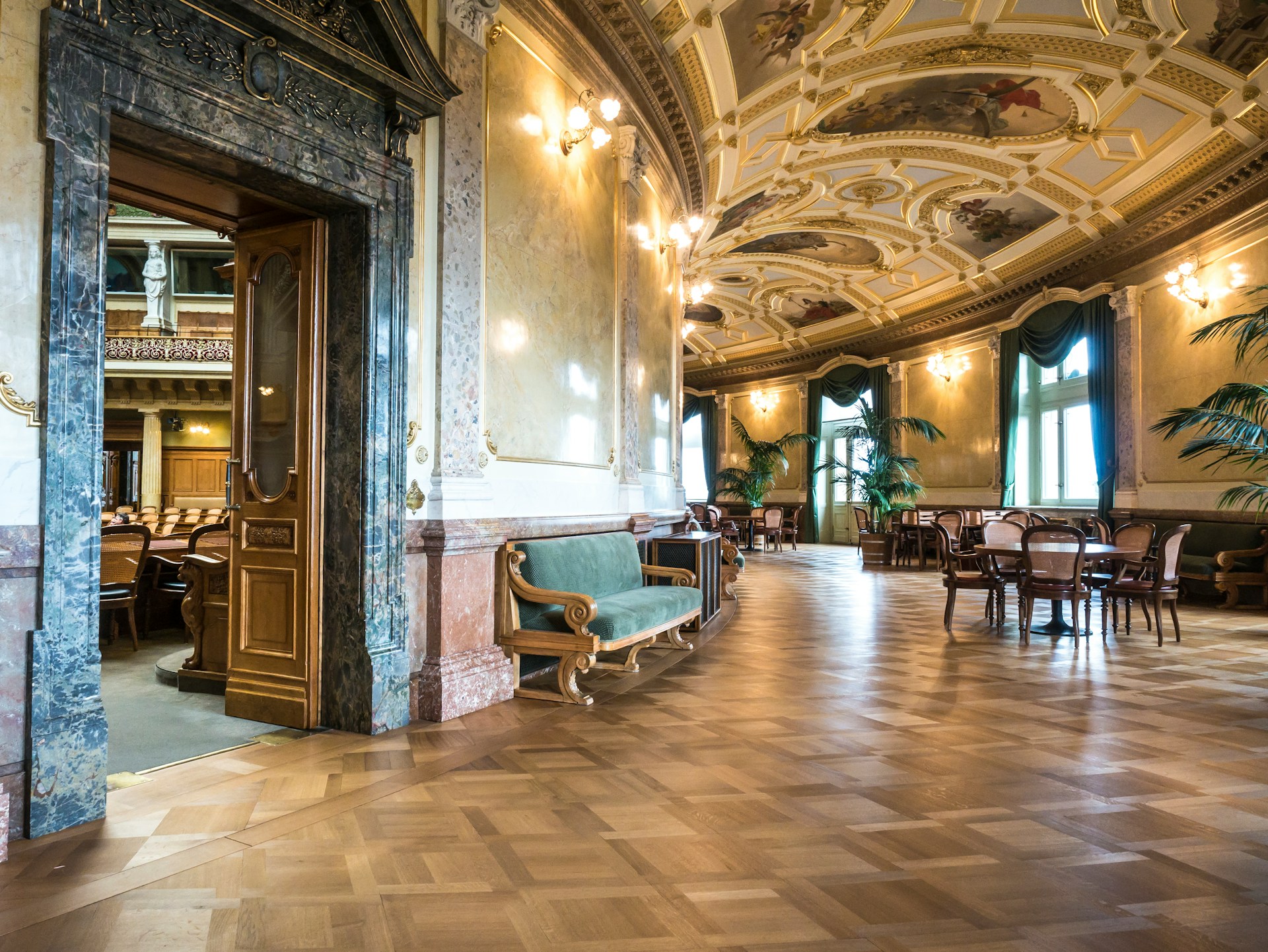 parquet flooring in a large, victorian space