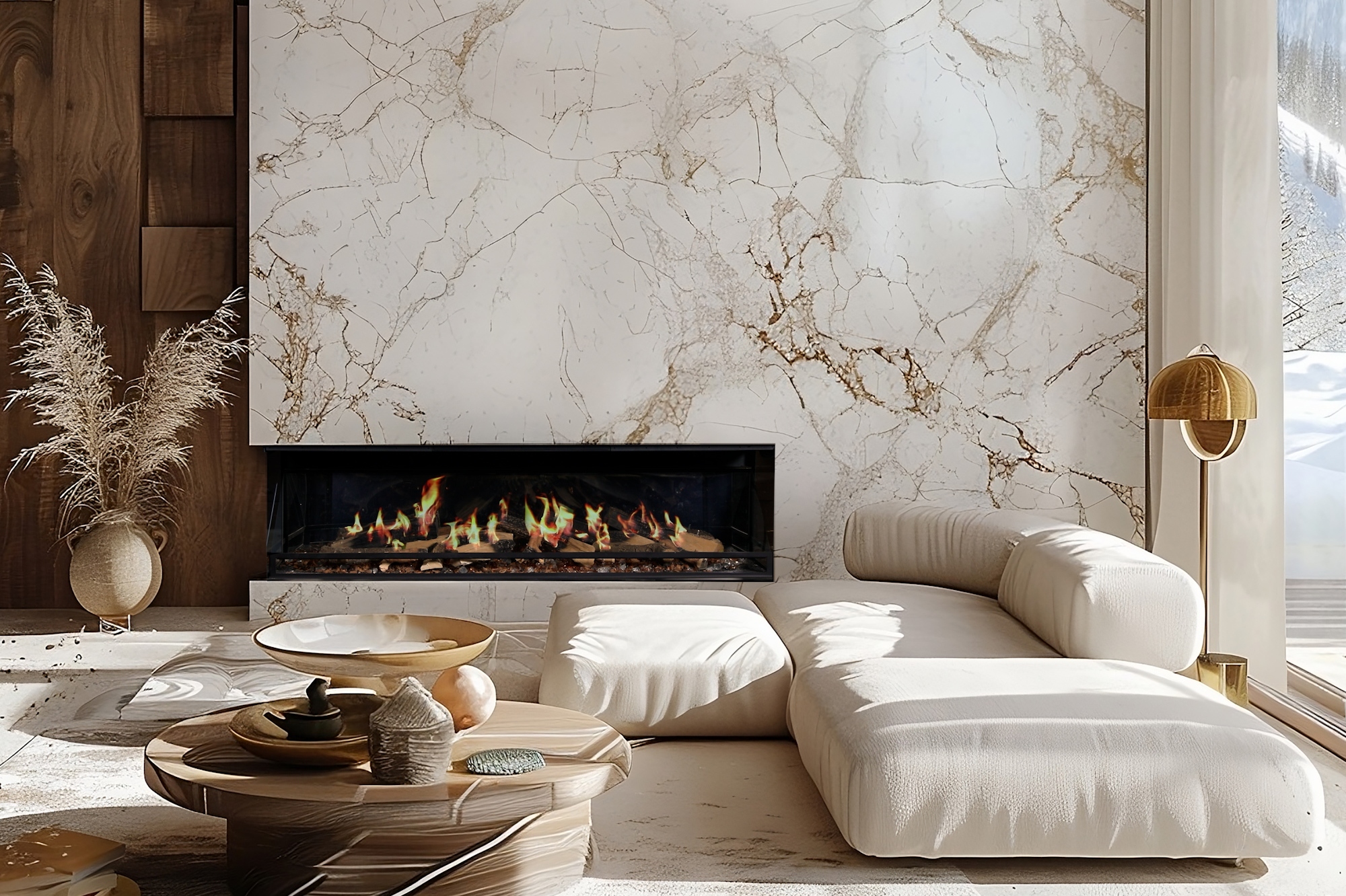 ortal electric fireplace holographic white luxe