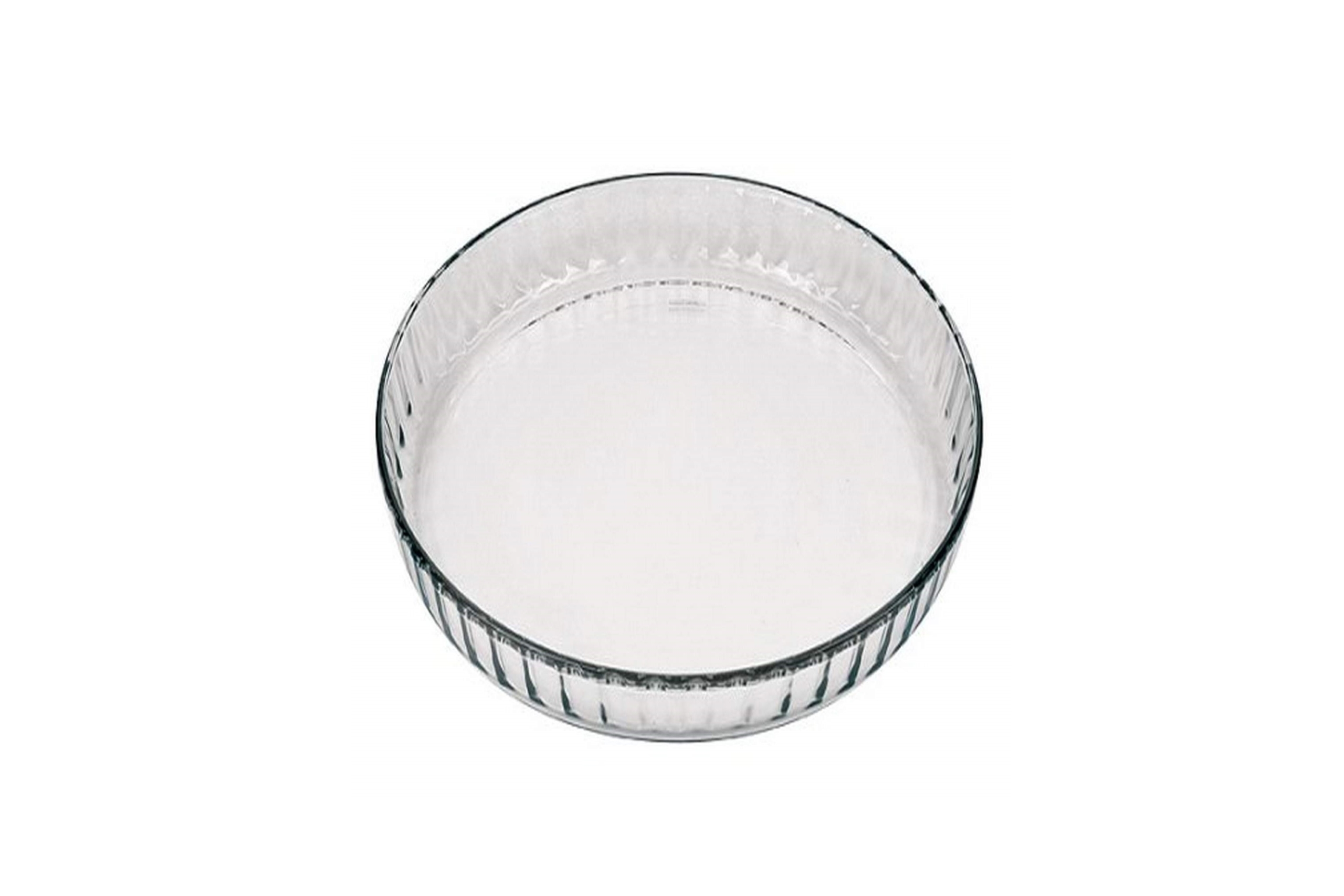 A Marinex Glass Fluted Flan Dish on white background.