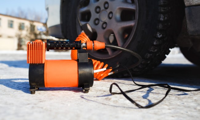 the best car lifts for your garage air compressor in working position at snow  self inflating
