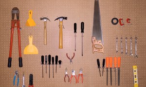 best garage door keypads for keyless opening tools hanging on pegboard