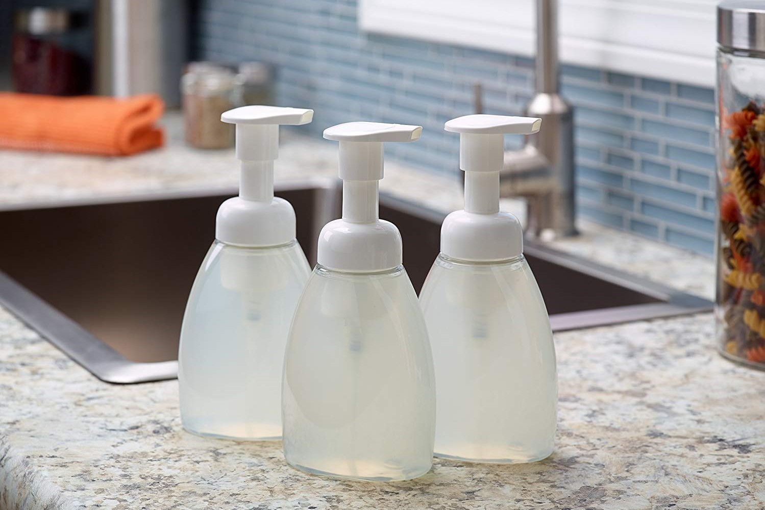 Three foaming soap dispensers