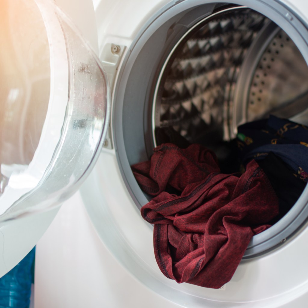 Close-up of textile in laundry machine