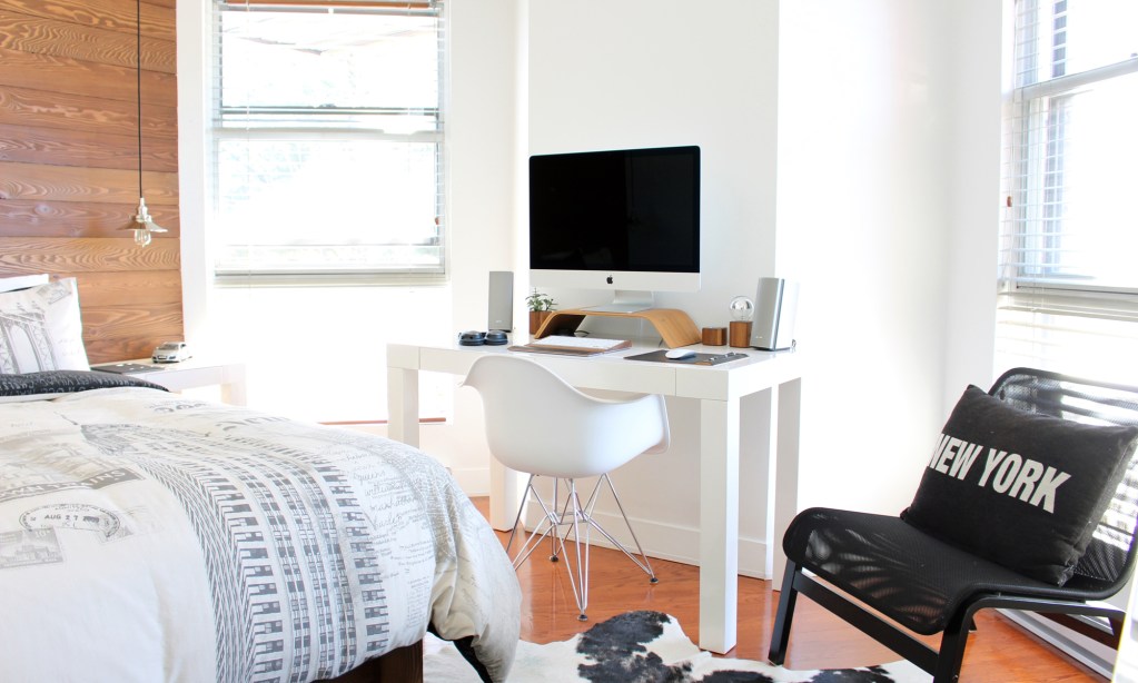 white desk in a modern loft