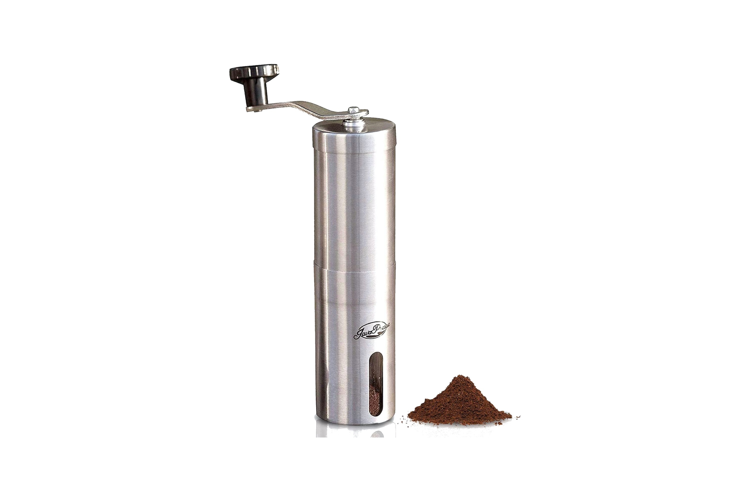 coffee grinder with grounds next to it