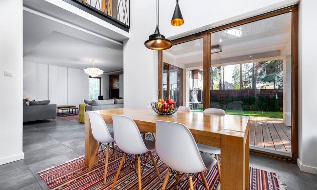 Dining room with modern light