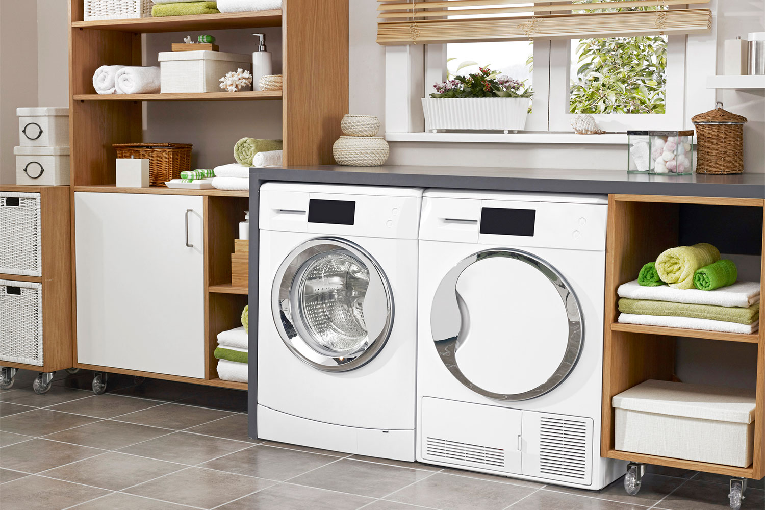 Washer and dryer in a modern clean environment