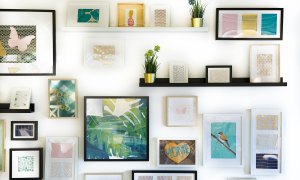 framed pictures mounted on wall