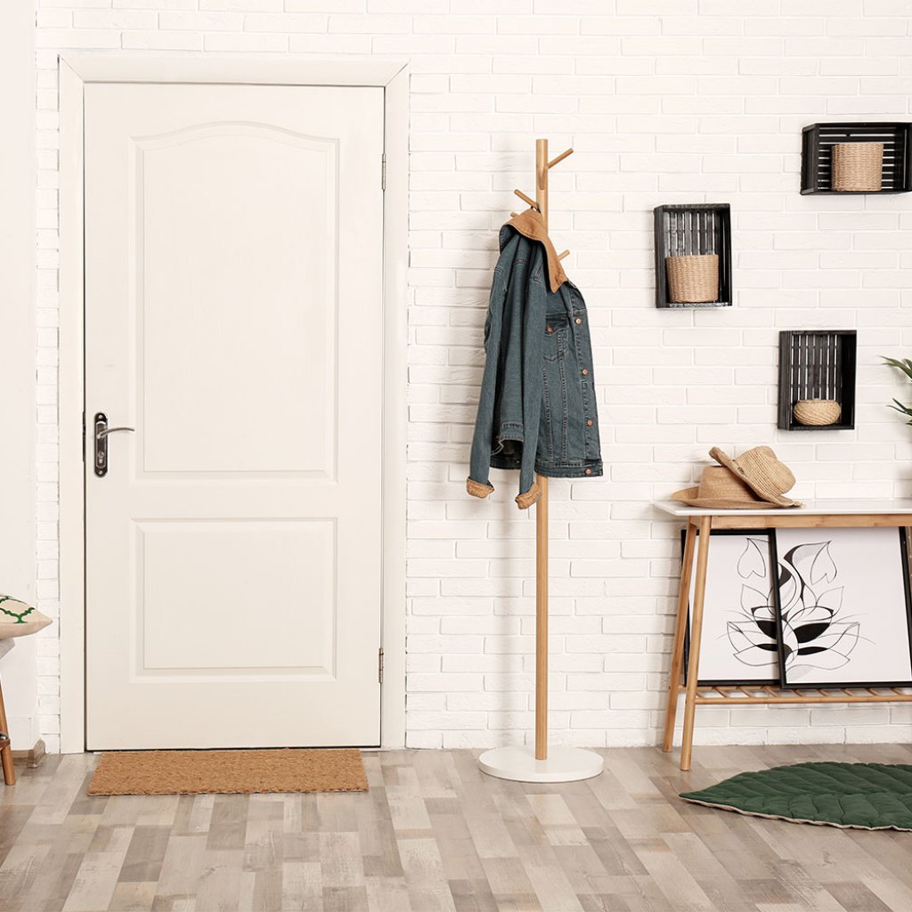 entryway with shelves