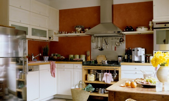 Kitchen with orange walls