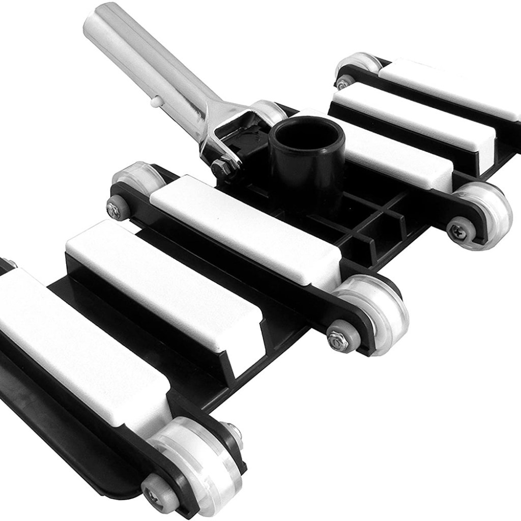 A FibroPool Flexible Swimming Pool Vacuum Head on white background