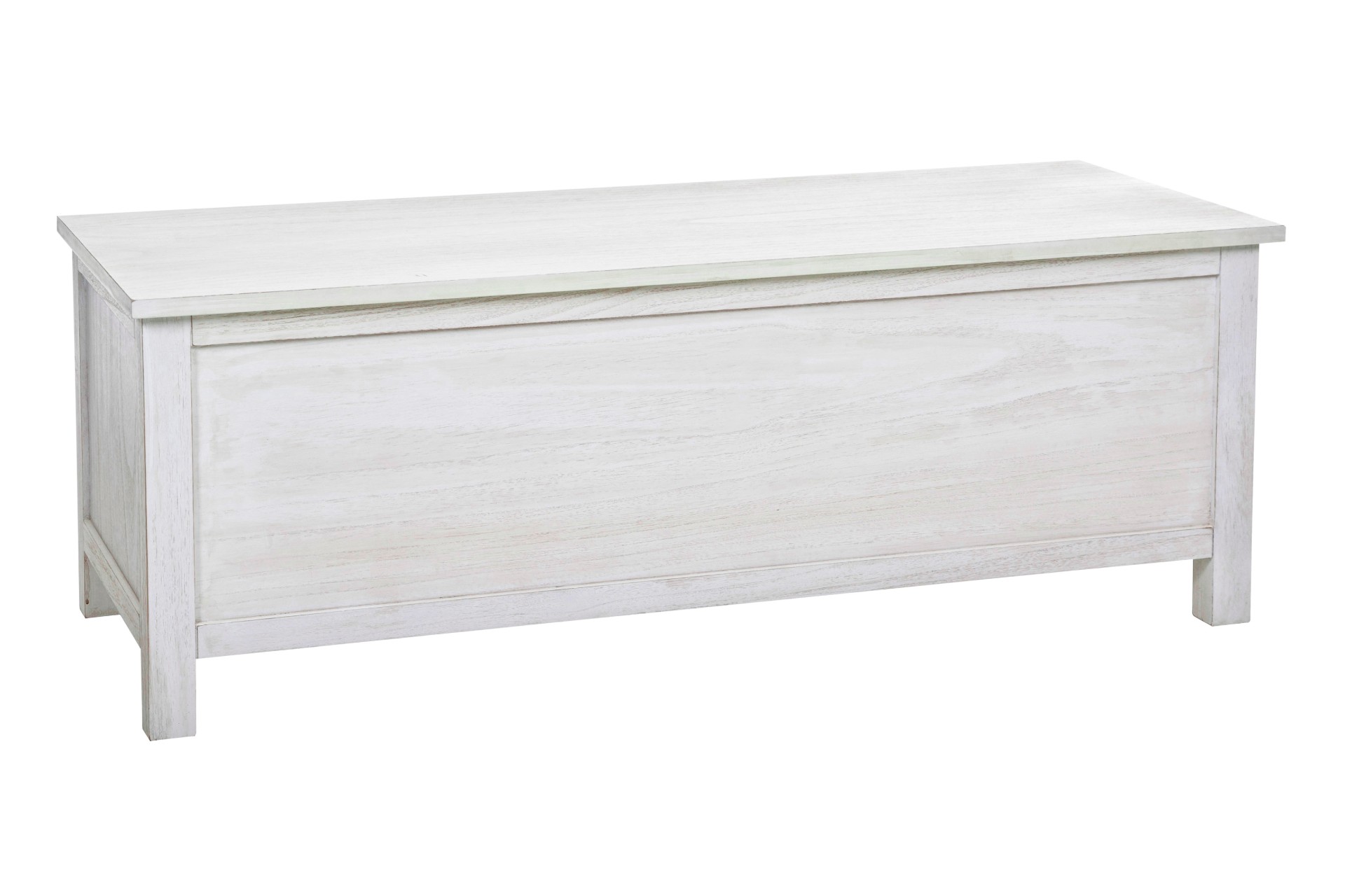 White wooden storage bench