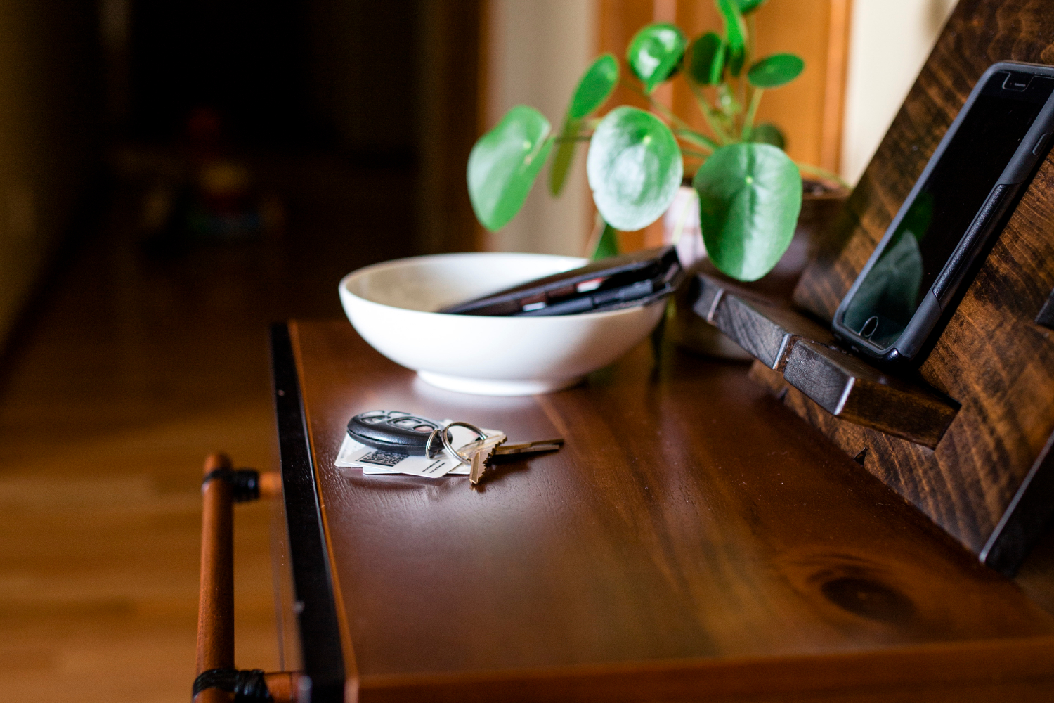 keys in a bowl on an table