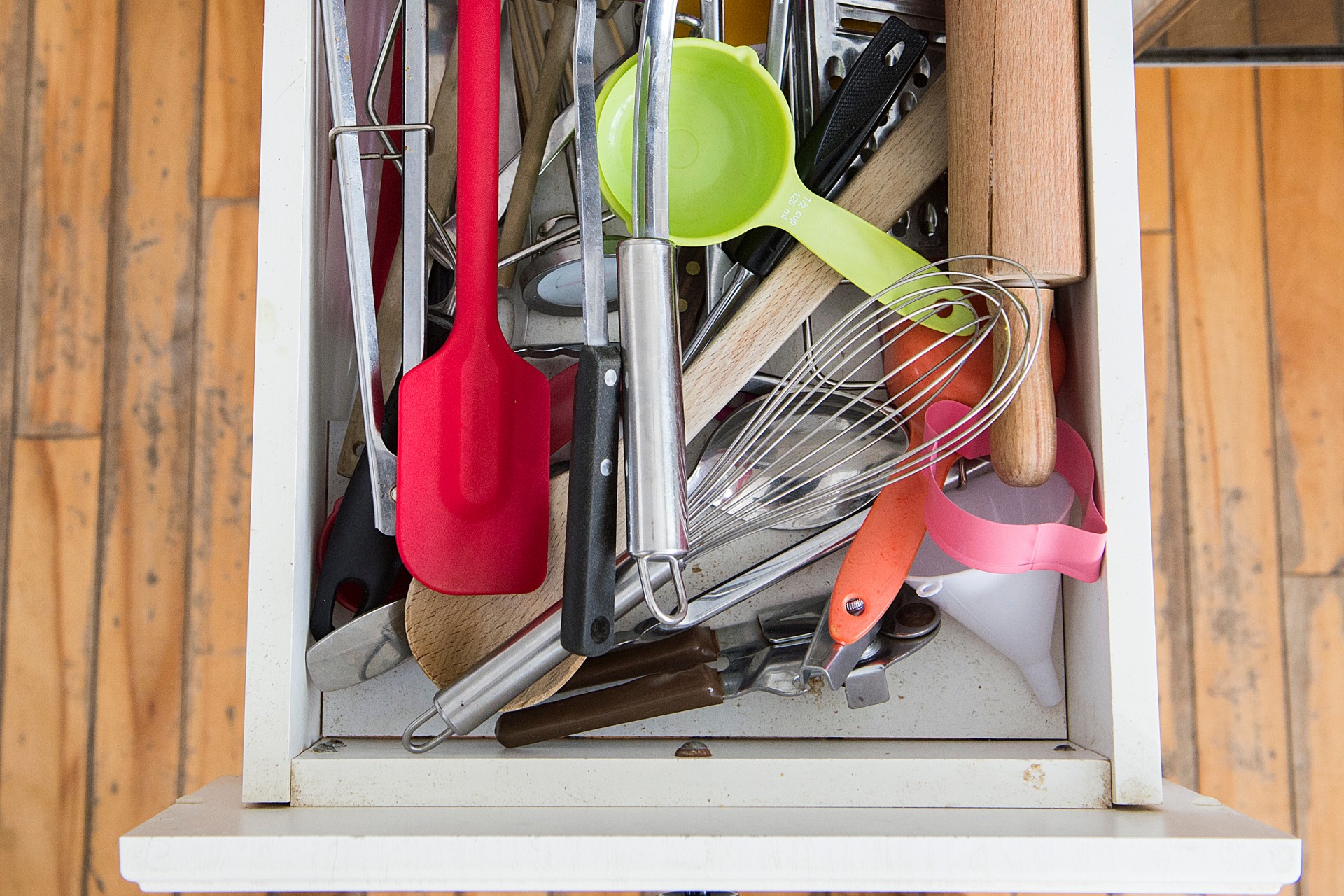 Cluttered kitchen drawer
