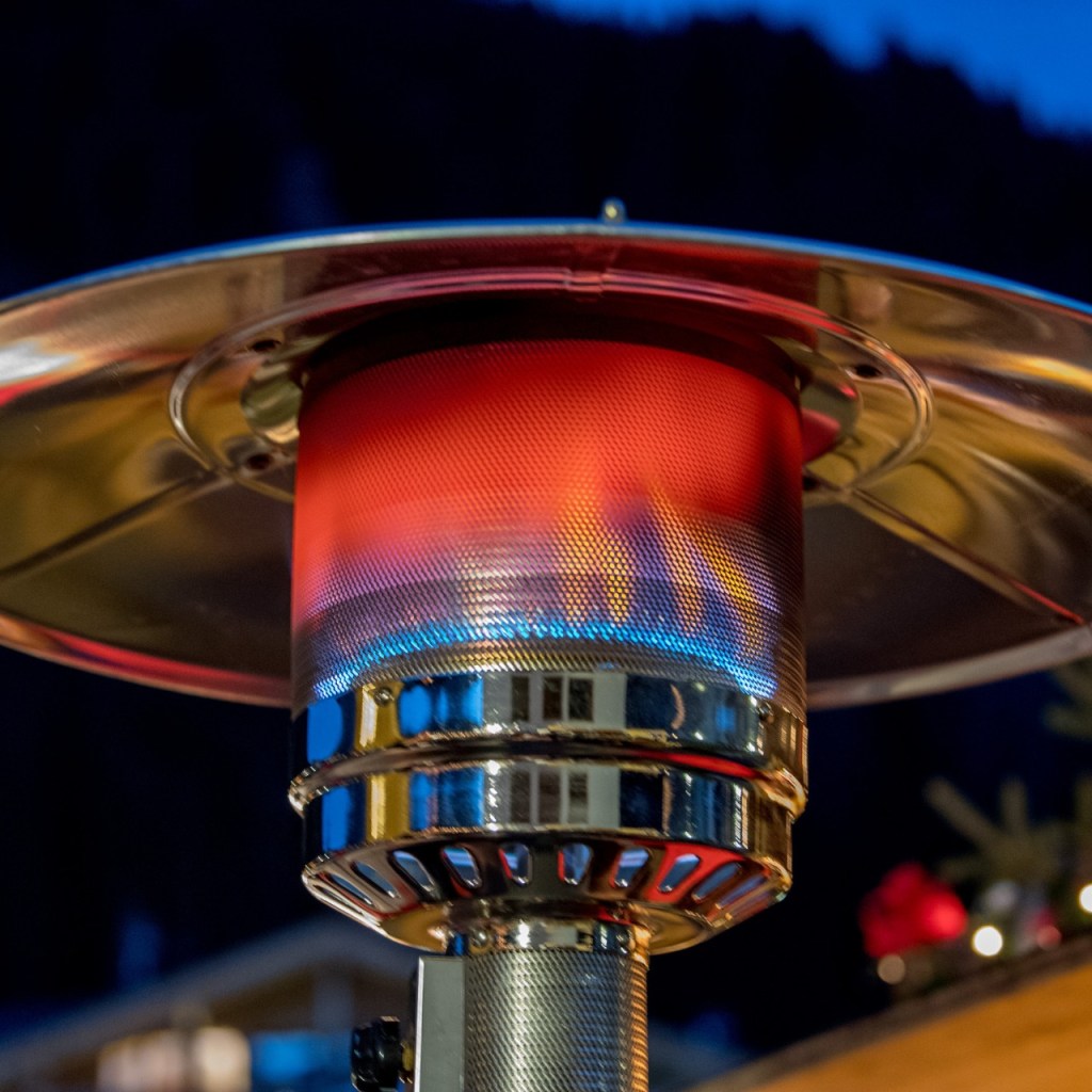 Outdoor heater at night