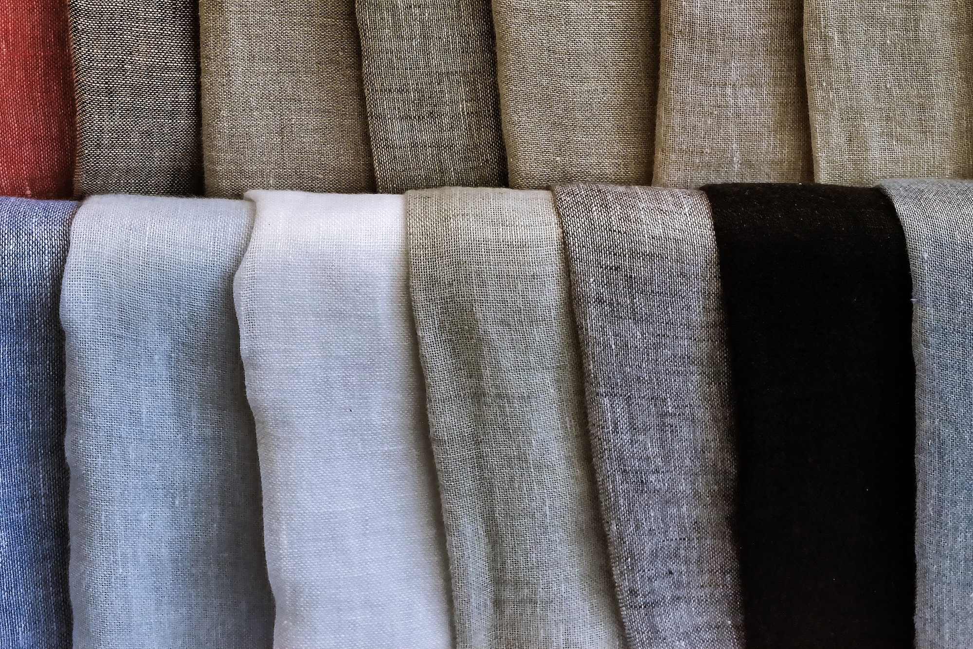 several pieces of linen fabric