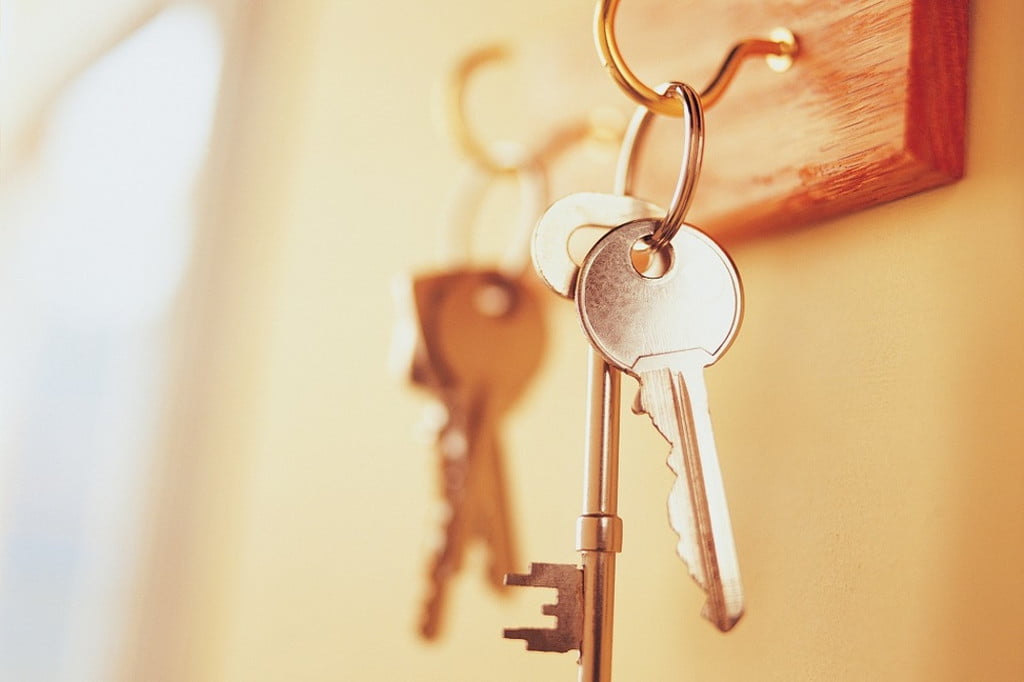 Keys hanging in a front door