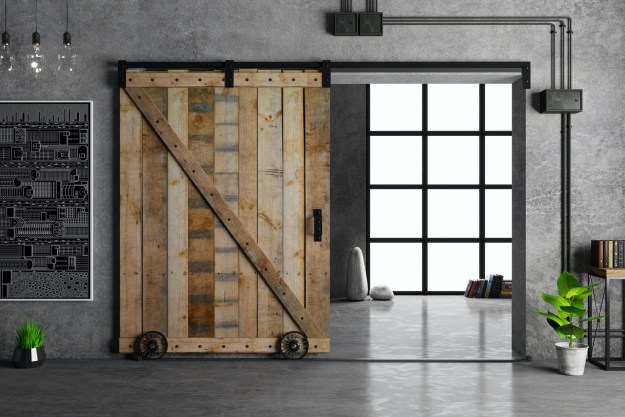 Sliding barn doors in a modern home