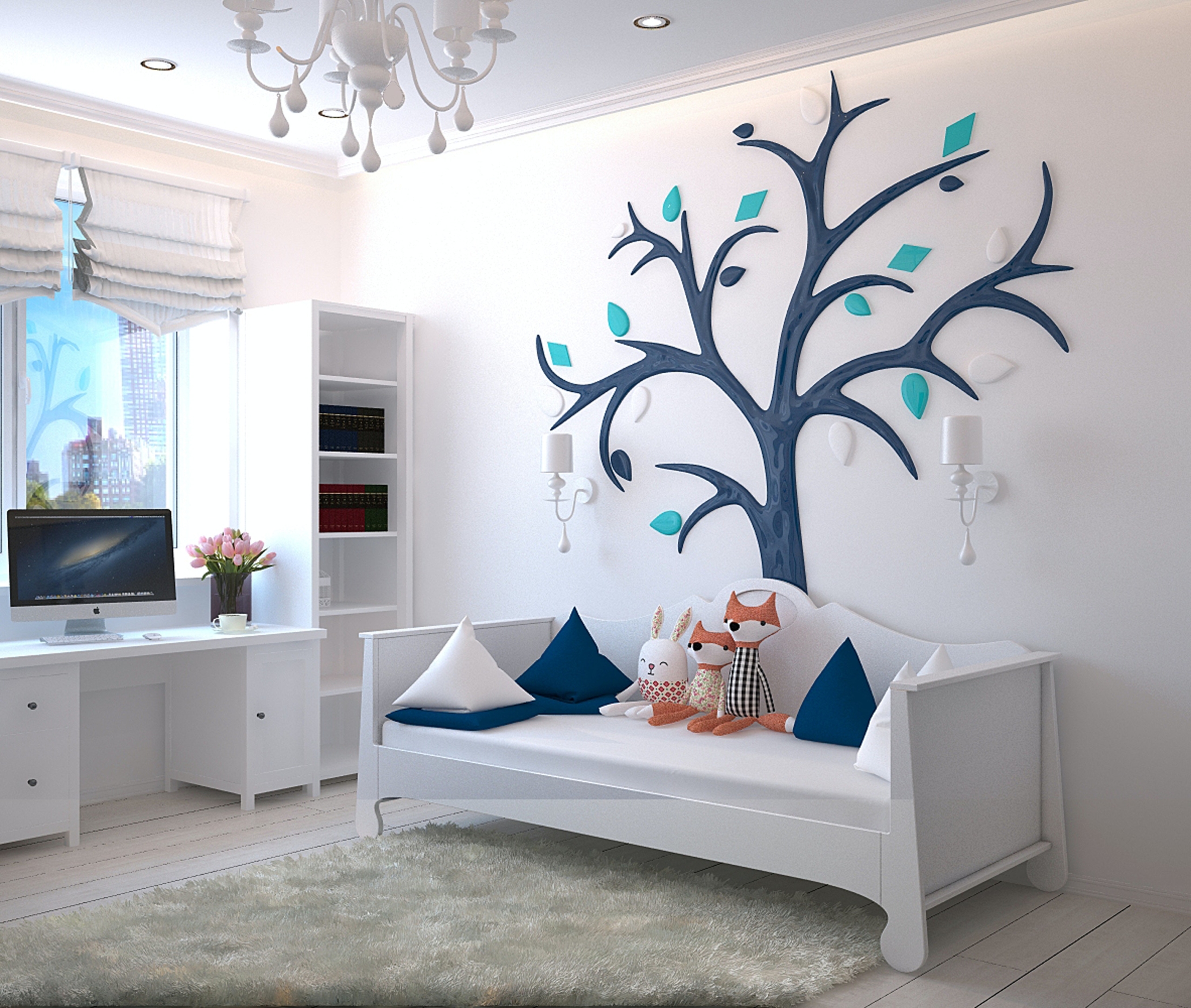 child's room with recessed lighting
