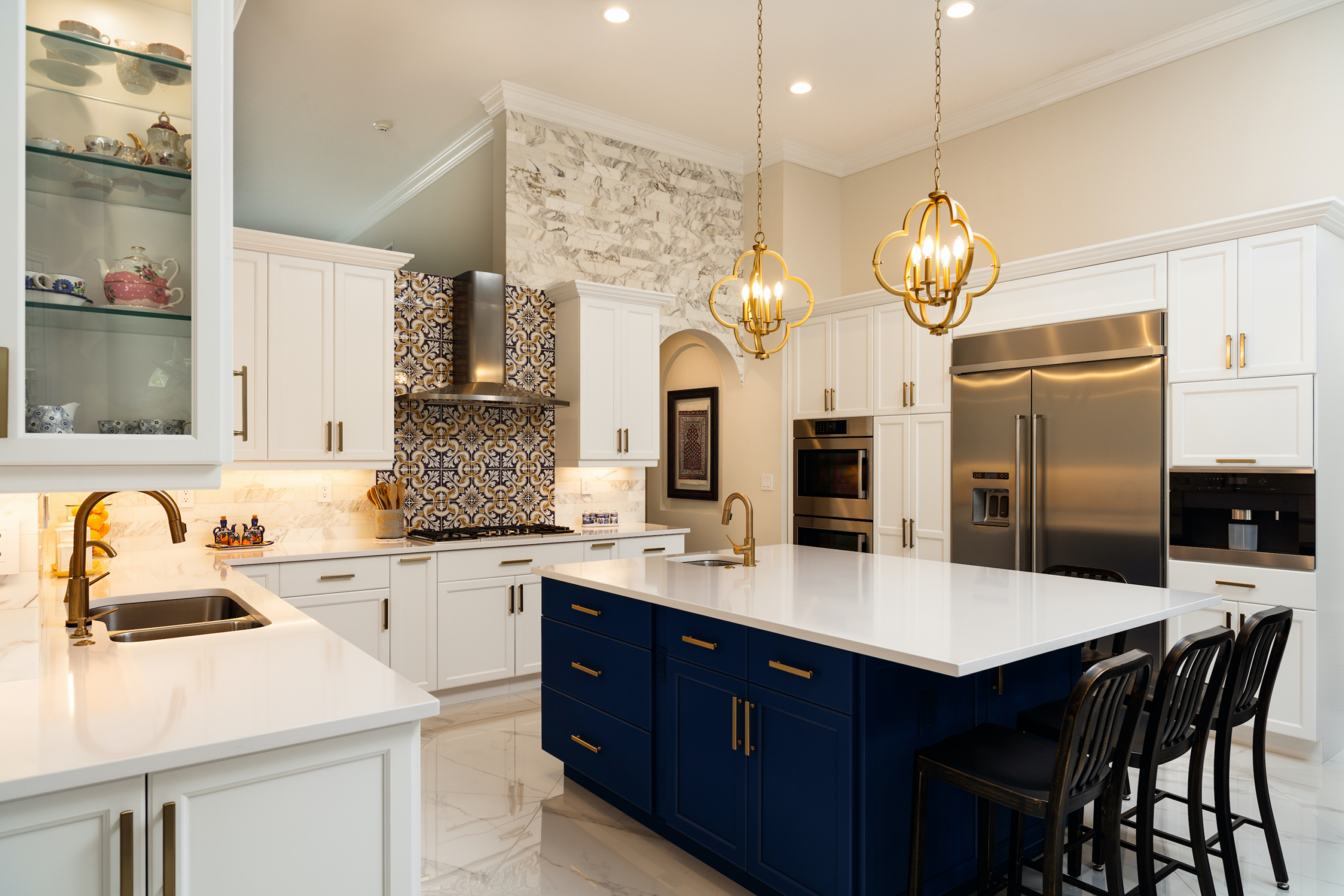 Kitchen with marble countertops