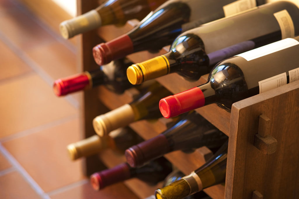 Wine bottles in a wine rack