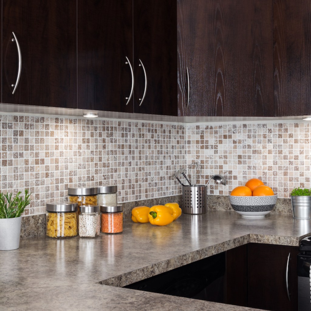 Clean kitchen countertop with containers