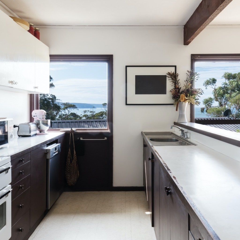 two-tone galley kitchen
