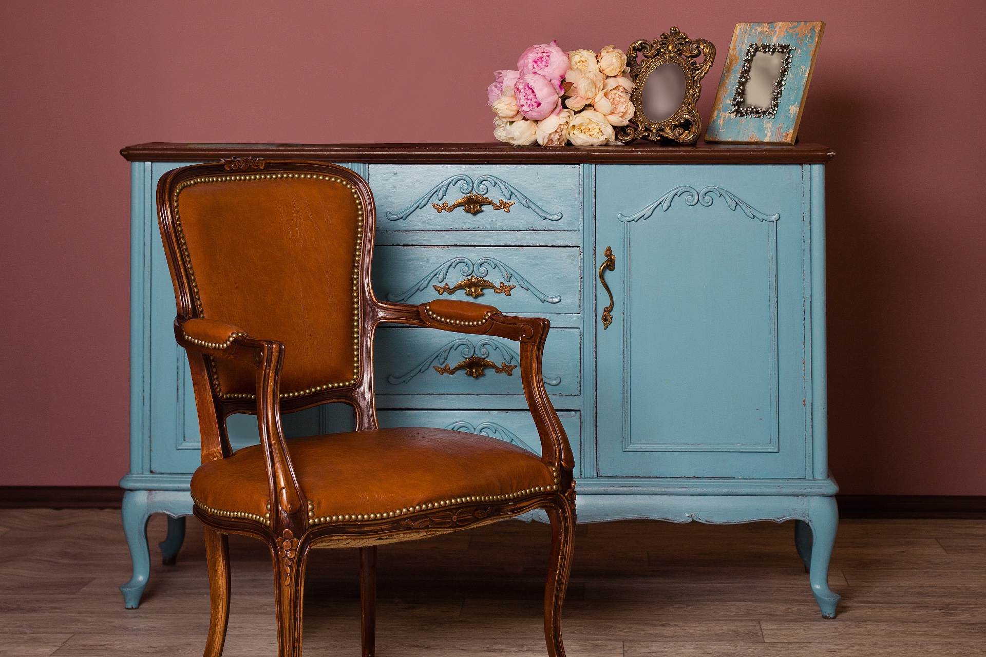 Antique dresser and chair